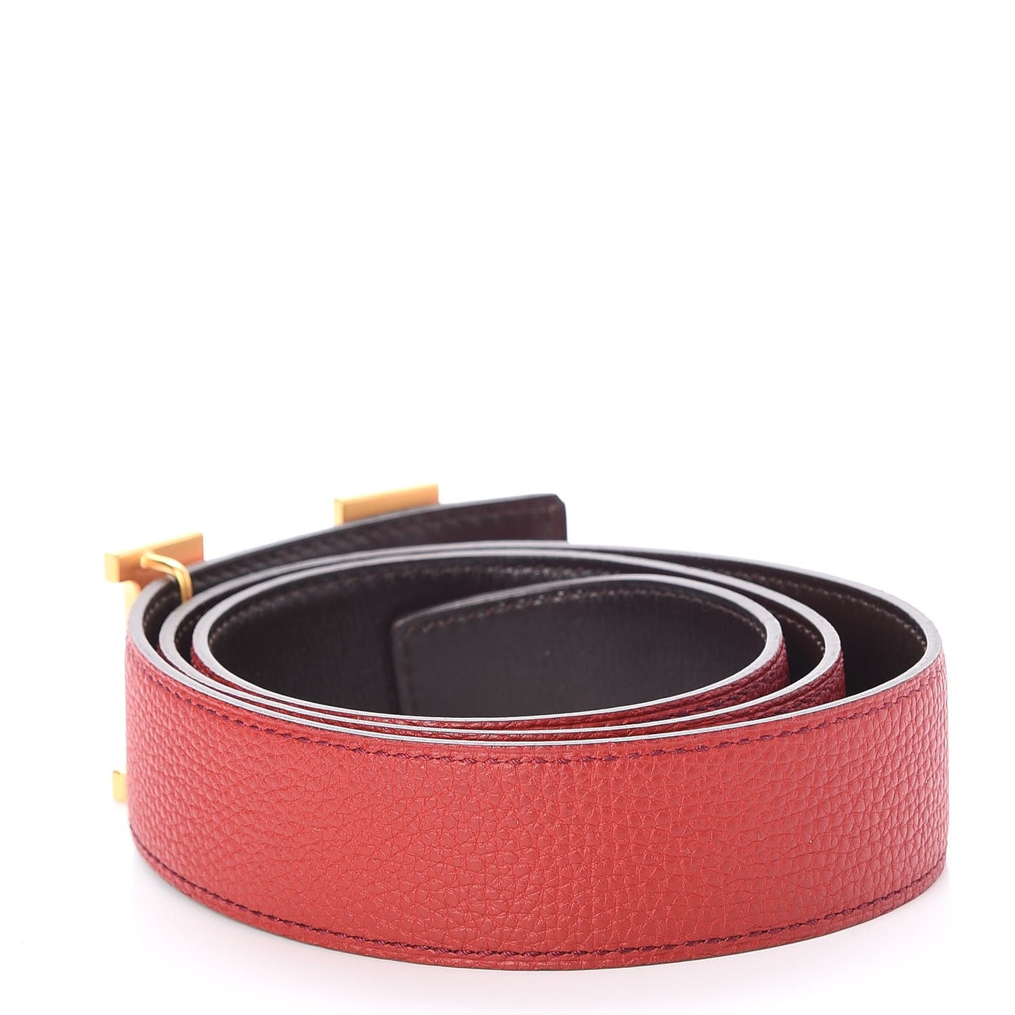 Box Togo 32mm H Belt 95 Chocolate Rouge Garance