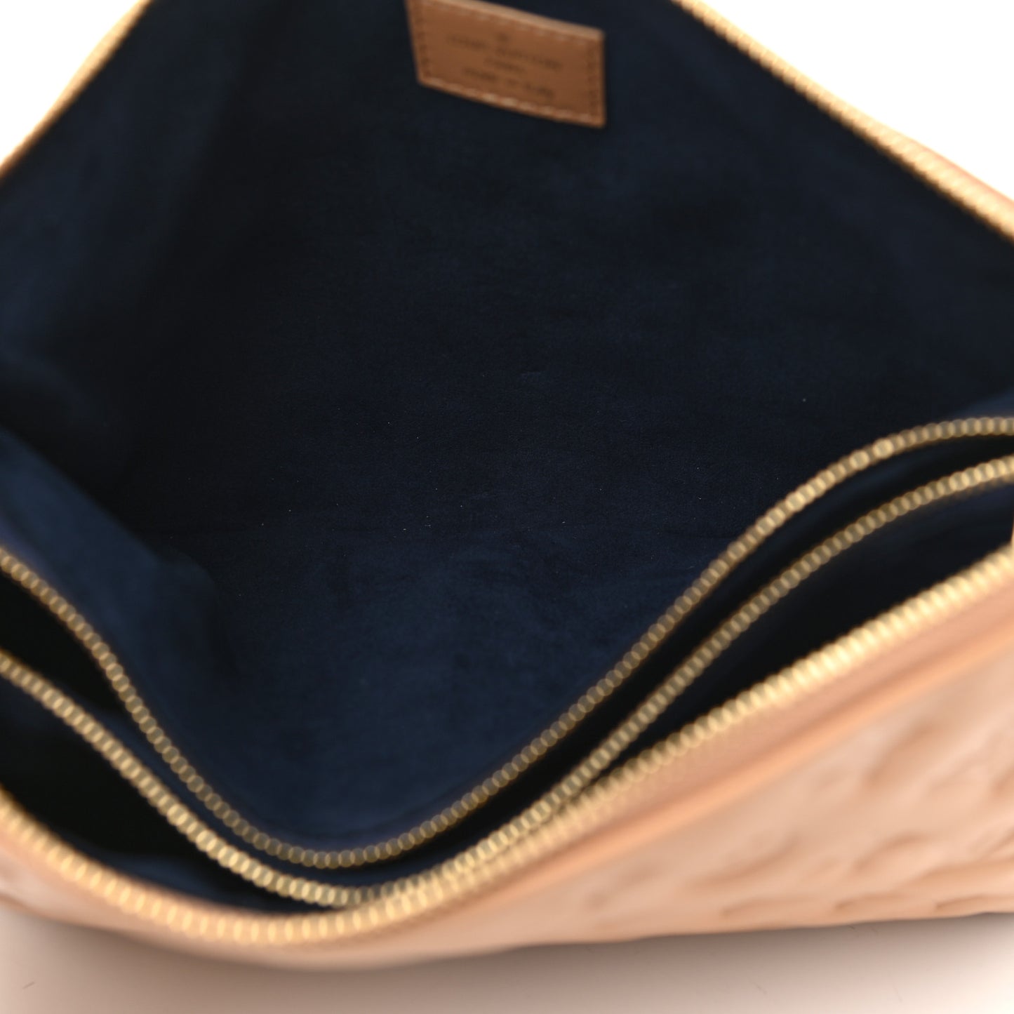 Lambskin Embossed Monogram Coussin PM Camel