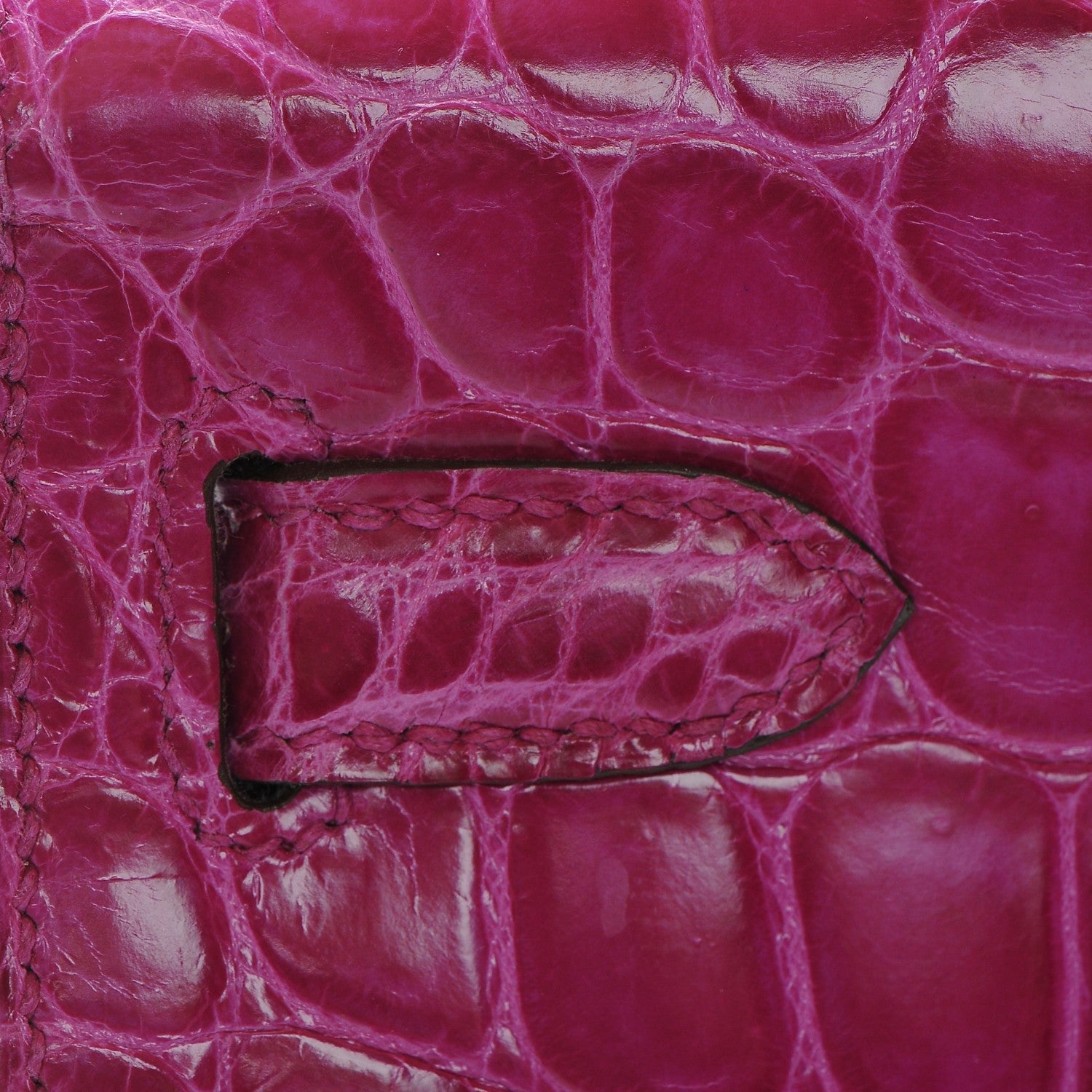 Hermes Shiny Niloticus Crocodile Kelly Cut Pochette Rose Scheherazade 15 of 21