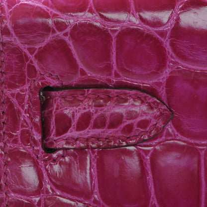 Hermes Shiny Niloticus Crocodile Kelly Cut Pochette Rose Scheherazade 15 of 21