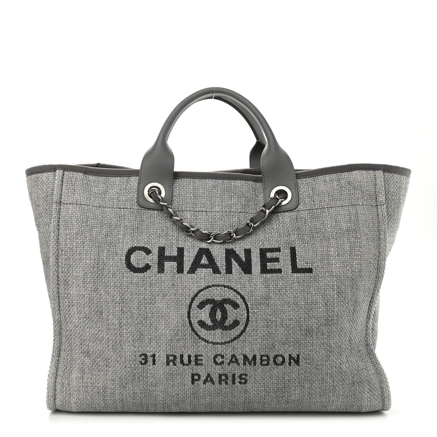 Chanel Canvas Large Deauville Tote Grey 1 of 9