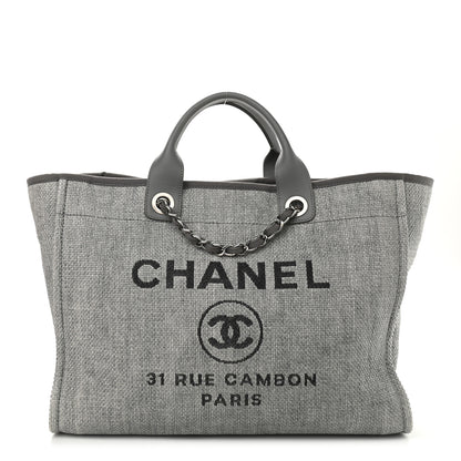 Chanel Canvas Large Deauville Tote Grey 1 of 9