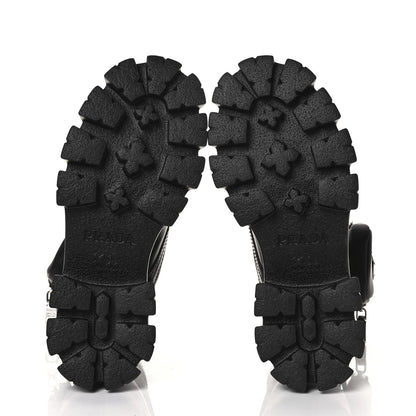 Prada Spazzolato Rois Nylon Metal Triangle Logo Monolith Pouch Pocket 55mm Boots 36 Black 5 of 6