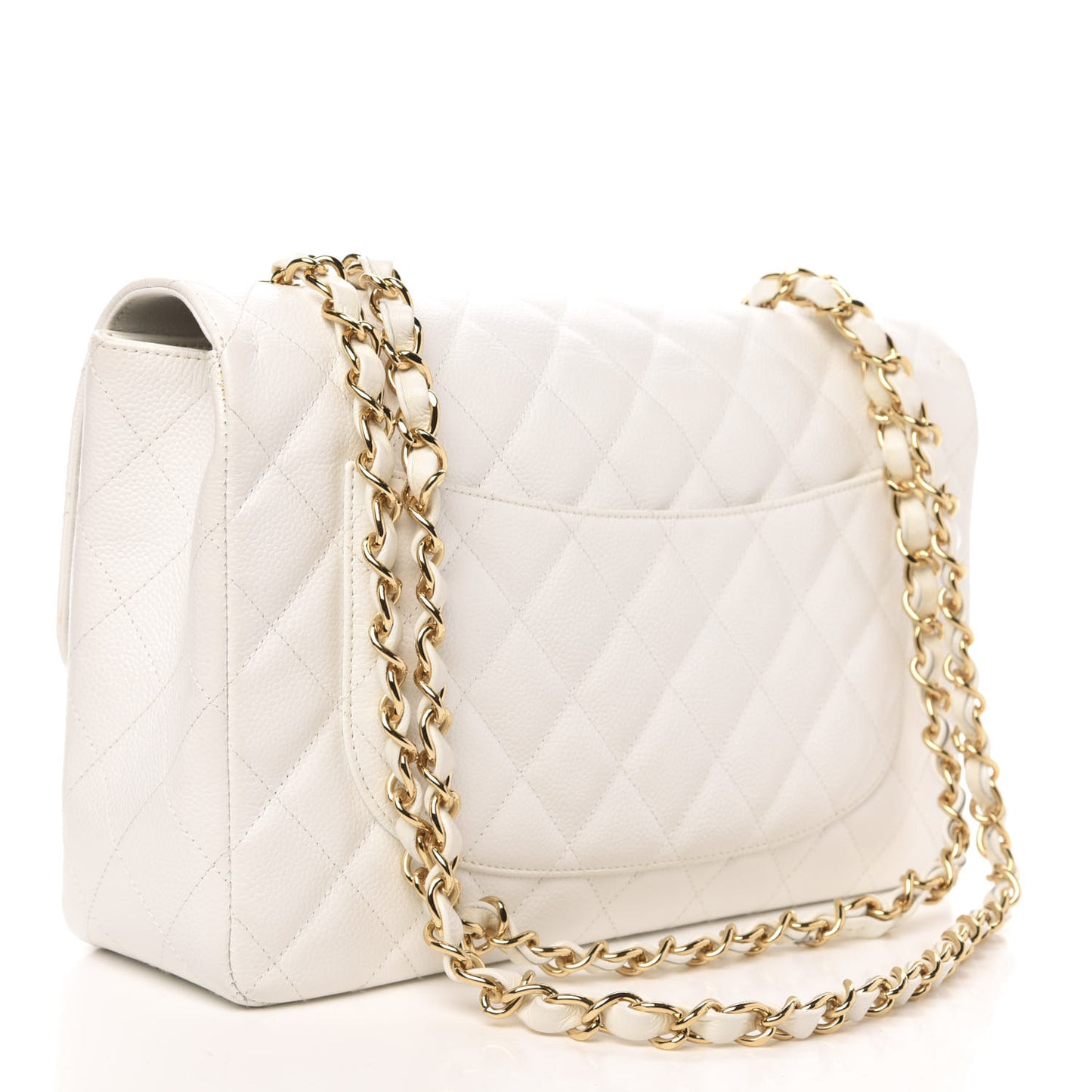 Caviar Quilted Jumbo Single Flap White