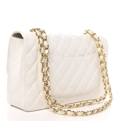 Chanel Caviar Quilted Jumbo Single Flap White 3 of 10