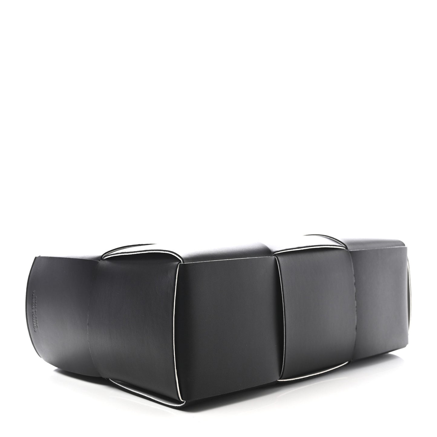 Nappa Maxi Intrecciato Medium Arco Tote Black White