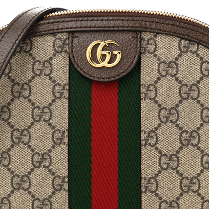 Gucci GG Supreme Monogram Textured Dollar Calfskin Web Small Ophidia Dome Shoulder Bag Beige Ebony New Acero 8 of 11