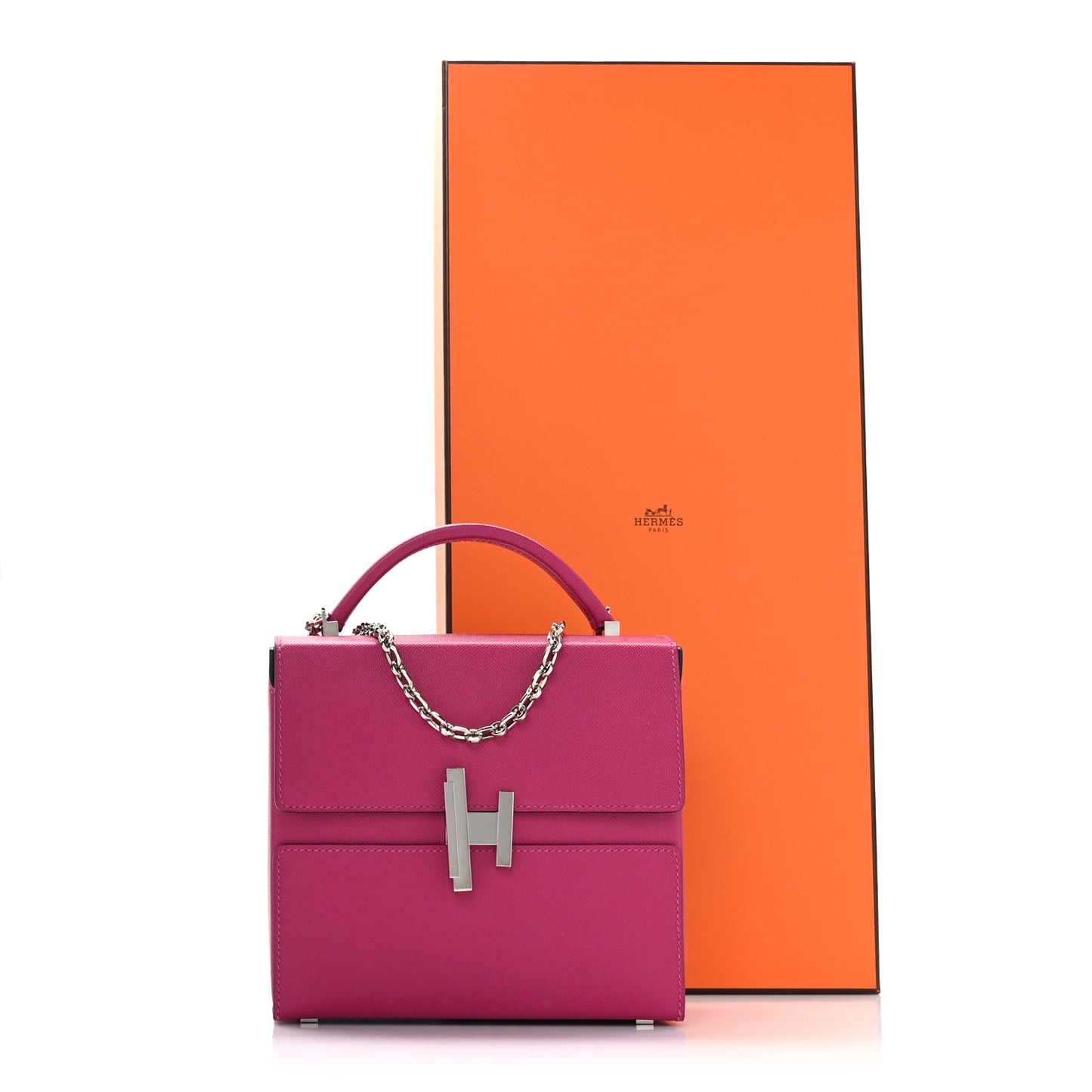 Madame Calfskin Cinhetic Boxy Top Handle Bag Rose Pourpre