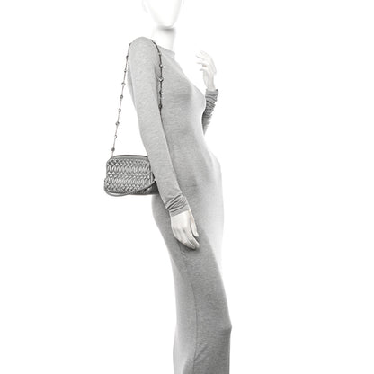 Miu Miu Metallic Nappa Matelasse Crystal Double Zip Pochette Cromo 2 of 10