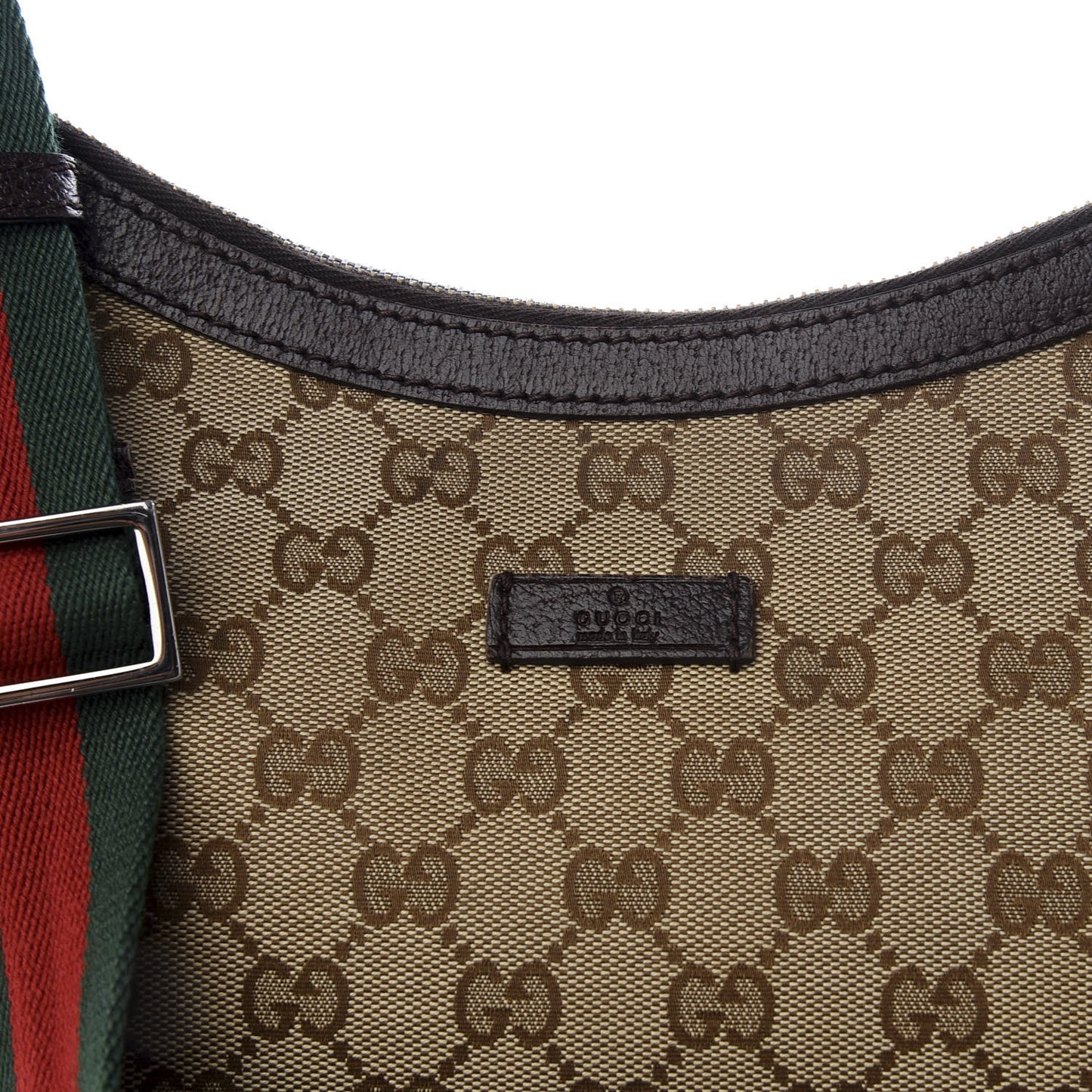 Monogram Web Medium Half Moon Hobo Dark Brown