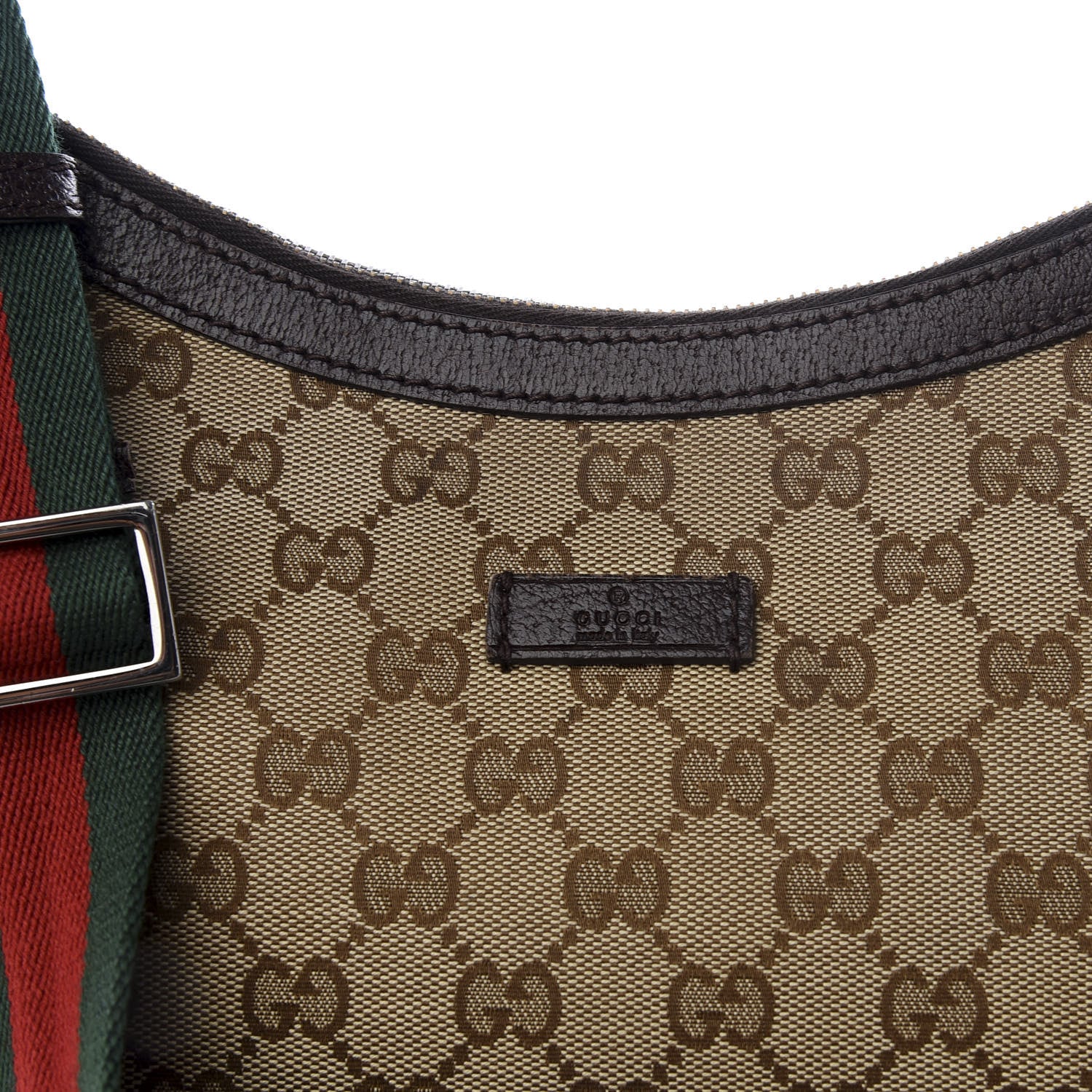 Gucci Monogram Web Medium Half Moon Hobo Dark Brown 17 of 21
