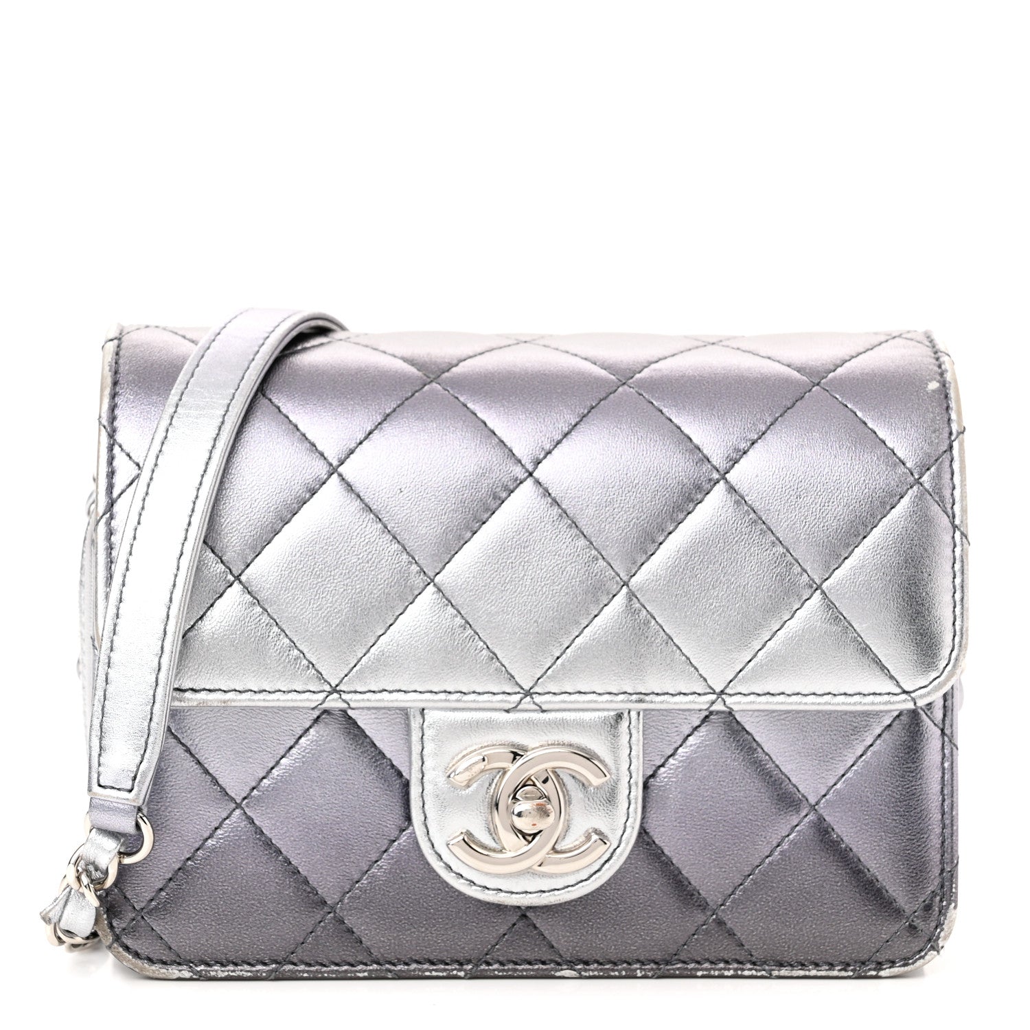 Chanel Metallic Lambskin Like A Wallet Flap Silvery Black 1 of 13