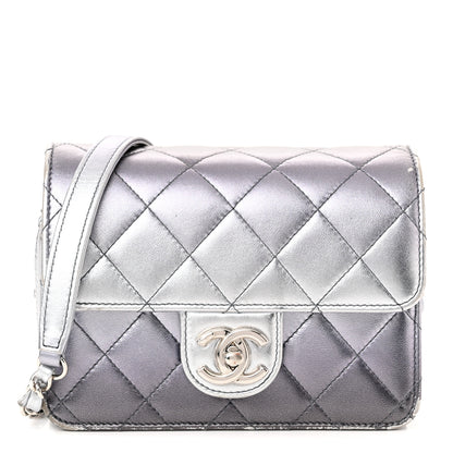 Chanel Metallic Lambskin Like A Wallet Flap Silvery Black 1 of 13