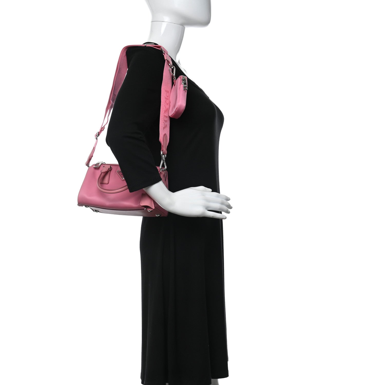 Prada Tessuto Nylon Saffiano Re-Edition 2005 Top Handle Crossbody Bag Rosa 2 of 9