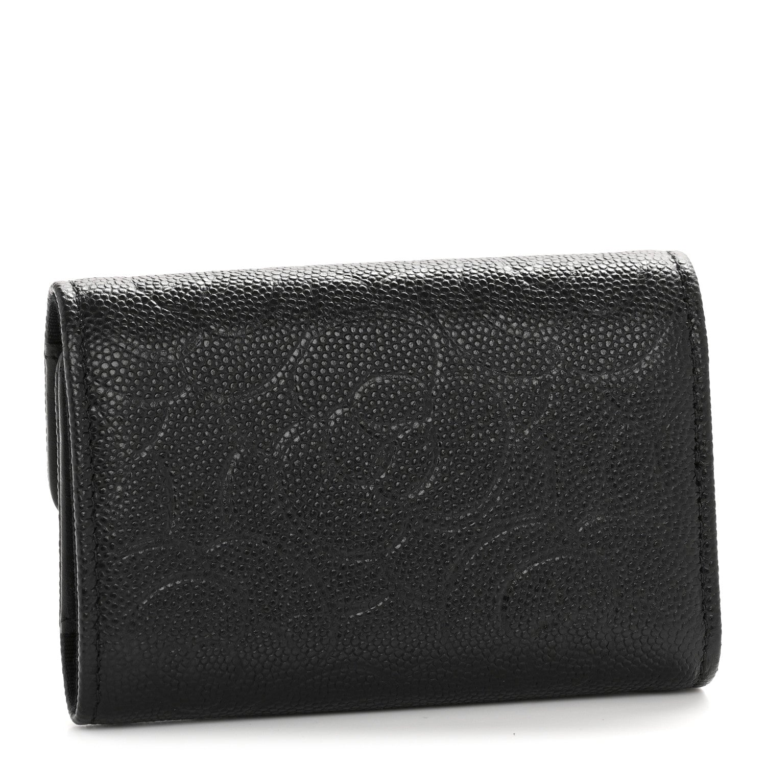 Chanel Caviar Embossed Camellia 4 Key Holder Case Black 3 of 9