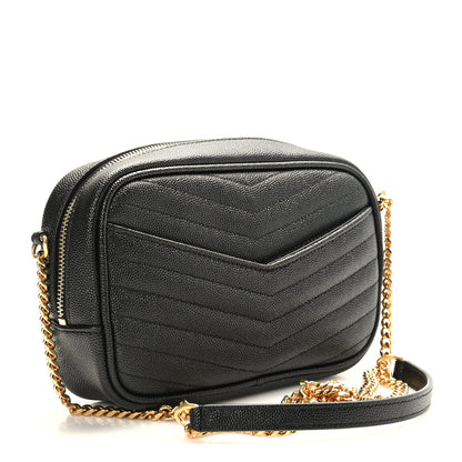 Saint Laurent Grain De Poudre Matelasse Monogram Mini Lou Camera Bag Black 3 of 9