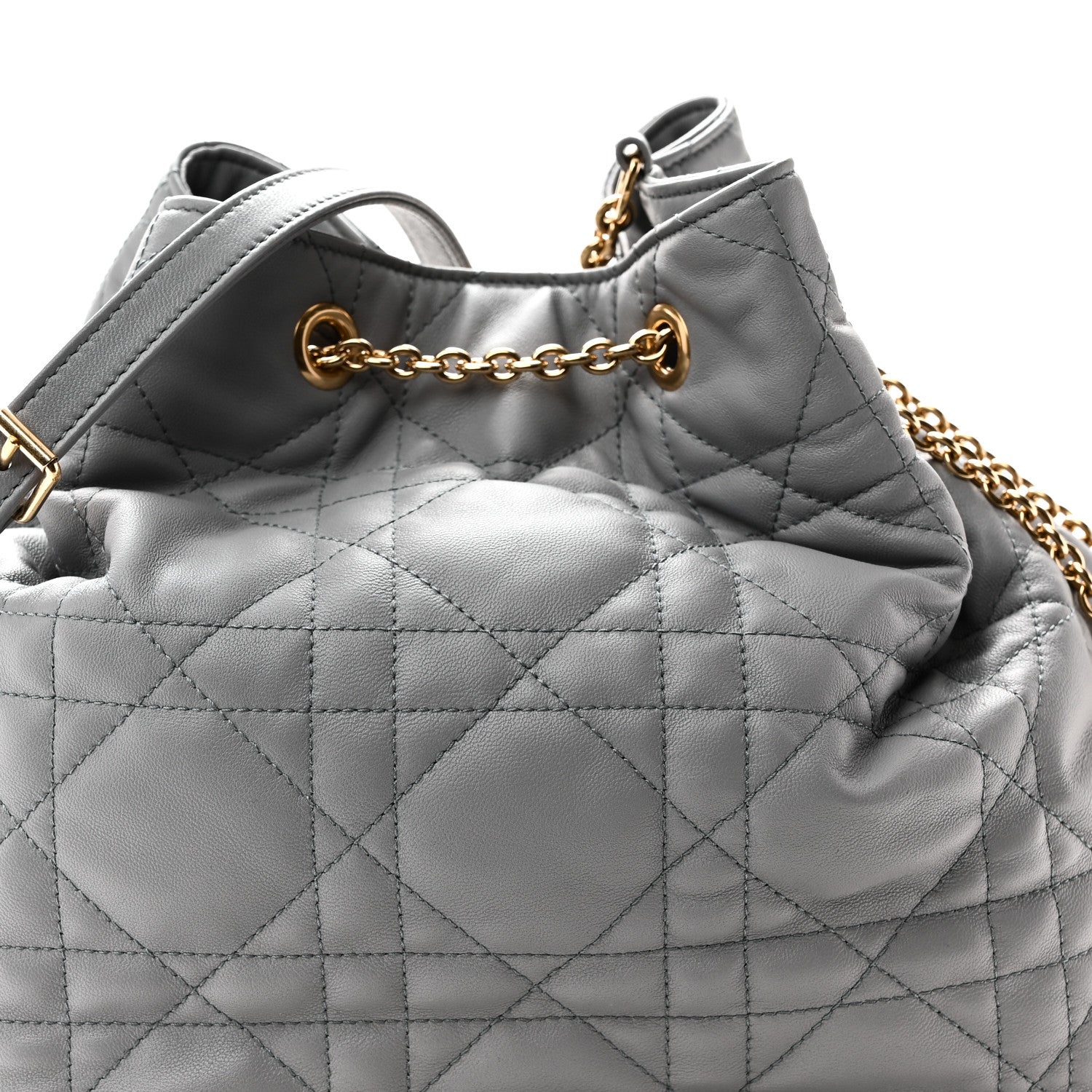 Christian Dior Lambskin Supple Macrocannage Ammi Bag Grey 7 of 9