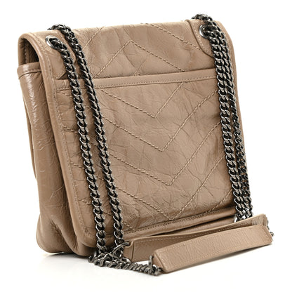 Saint Laurent Crinkled Calfskin Matelasse Monogram Baby Niki Chain Satchel Light Taupe 3 of 14