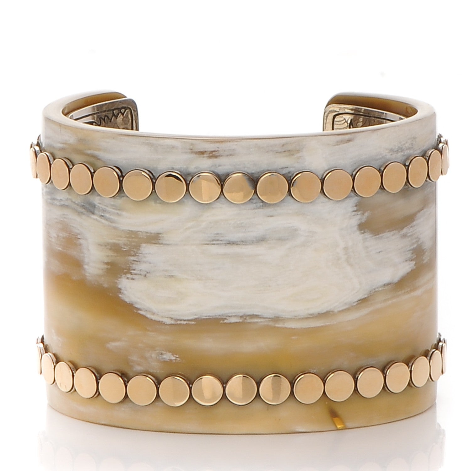 John Hardy Sterling Silver 18K Yellow Gold Dot Buffalo Horn Cuff Medium 1 of 7