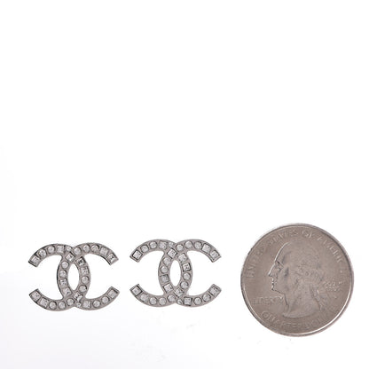 Chanel Baguette Crystal CC Earrings Silver 2 of 5