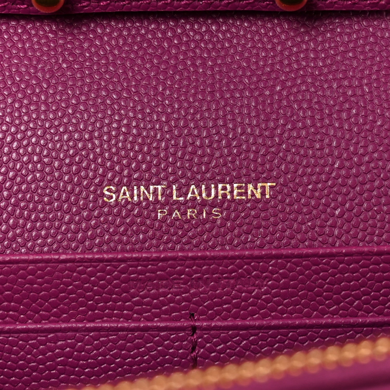 Saint Laurent Grain De Poudre Matelasse Chevron Monogram Chain Wallet Dark Grape 6 of 13