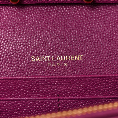 Saint Laurent Grain De Poudre Matelasse Chevron Monogram Chain Wallet Dark Grape 6 of 13