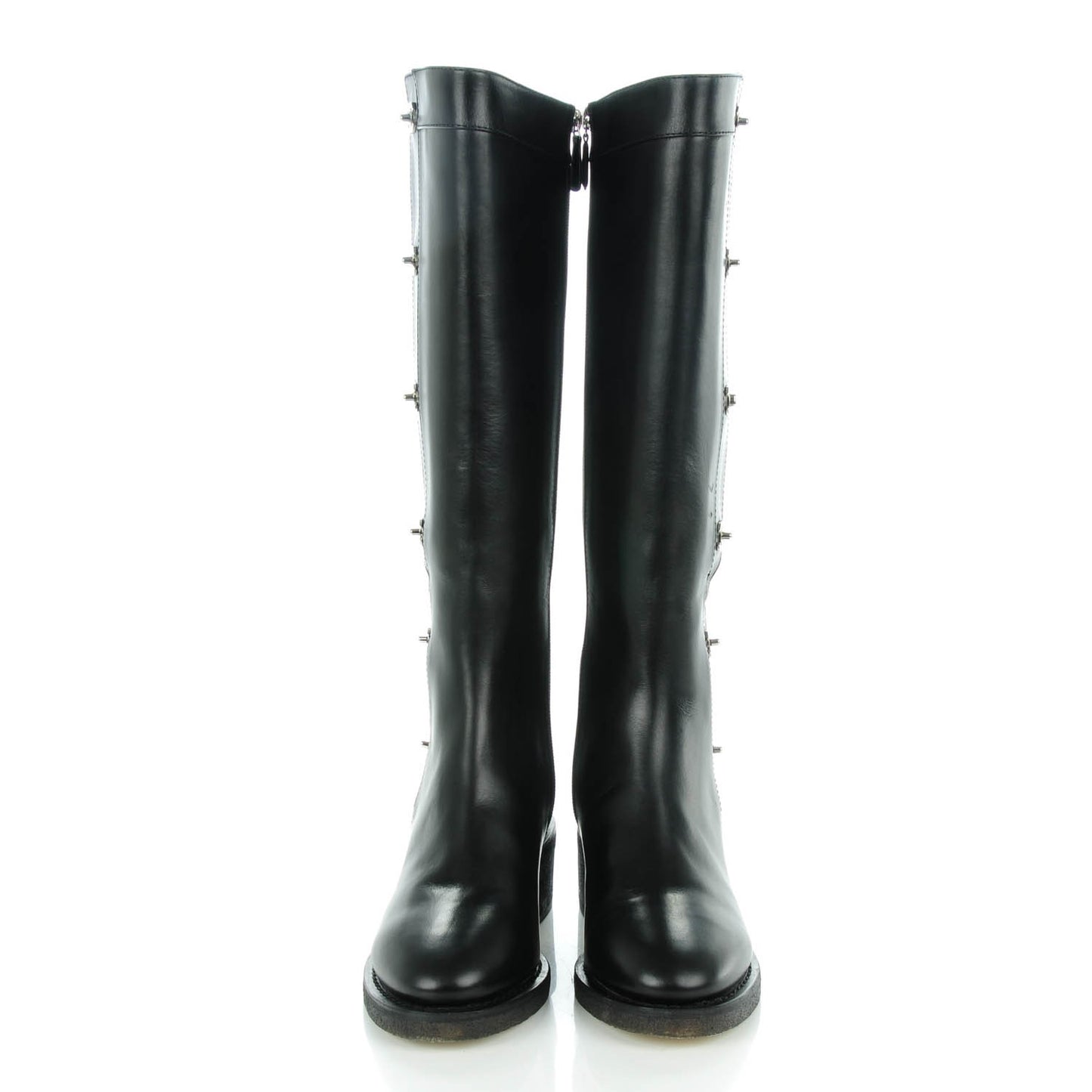 Calfskin CC Turnlock High Boots 39 Black