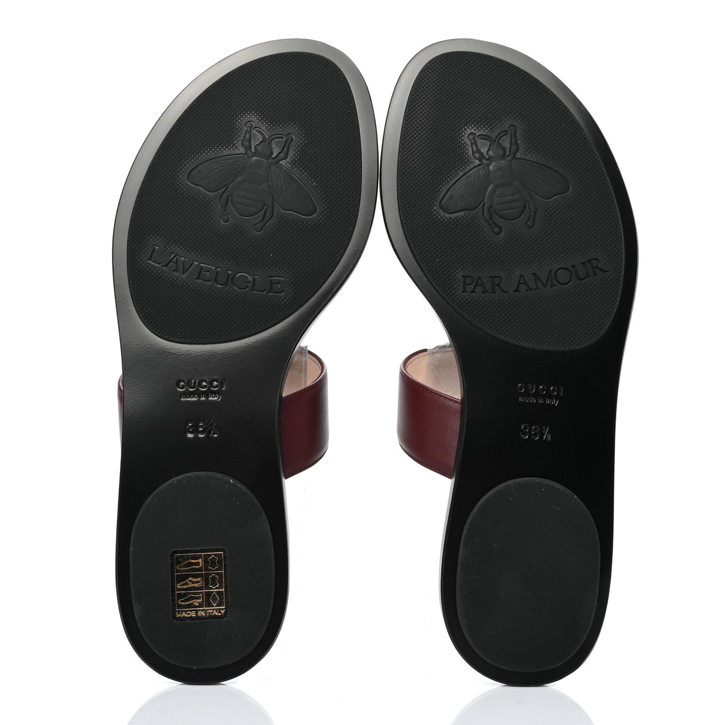 Calfskin GG Marmont Thong Sandals 36.5 Vintage Bordeaux