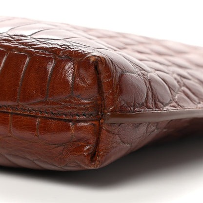 Saint Laurent Crocodile Embossed Mini Suzanne Hobo Vintage Brown 11 of 11