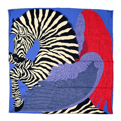 Hermes Cashmere Silk Zebra Pegasus Shawl 140 Lavender Fuchsia Marine 1 of 4