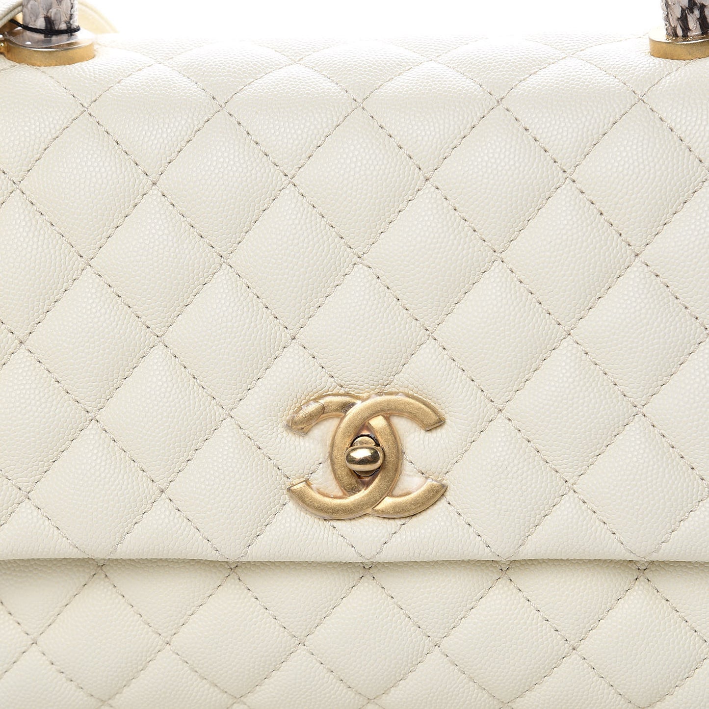 Caviar Elaphe Quilted Small Coco Handle Flap Ivory