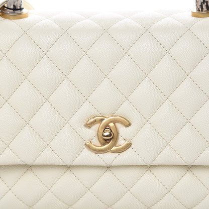 Chanel Caviar Elaphe Quilted Small Coco Handle Flap Ivory 8 of 18