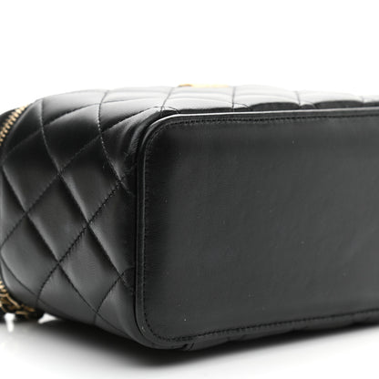 Chanel Lambskin Quilted Small Top Handle Vanity Case With Chain Black 9 of 11