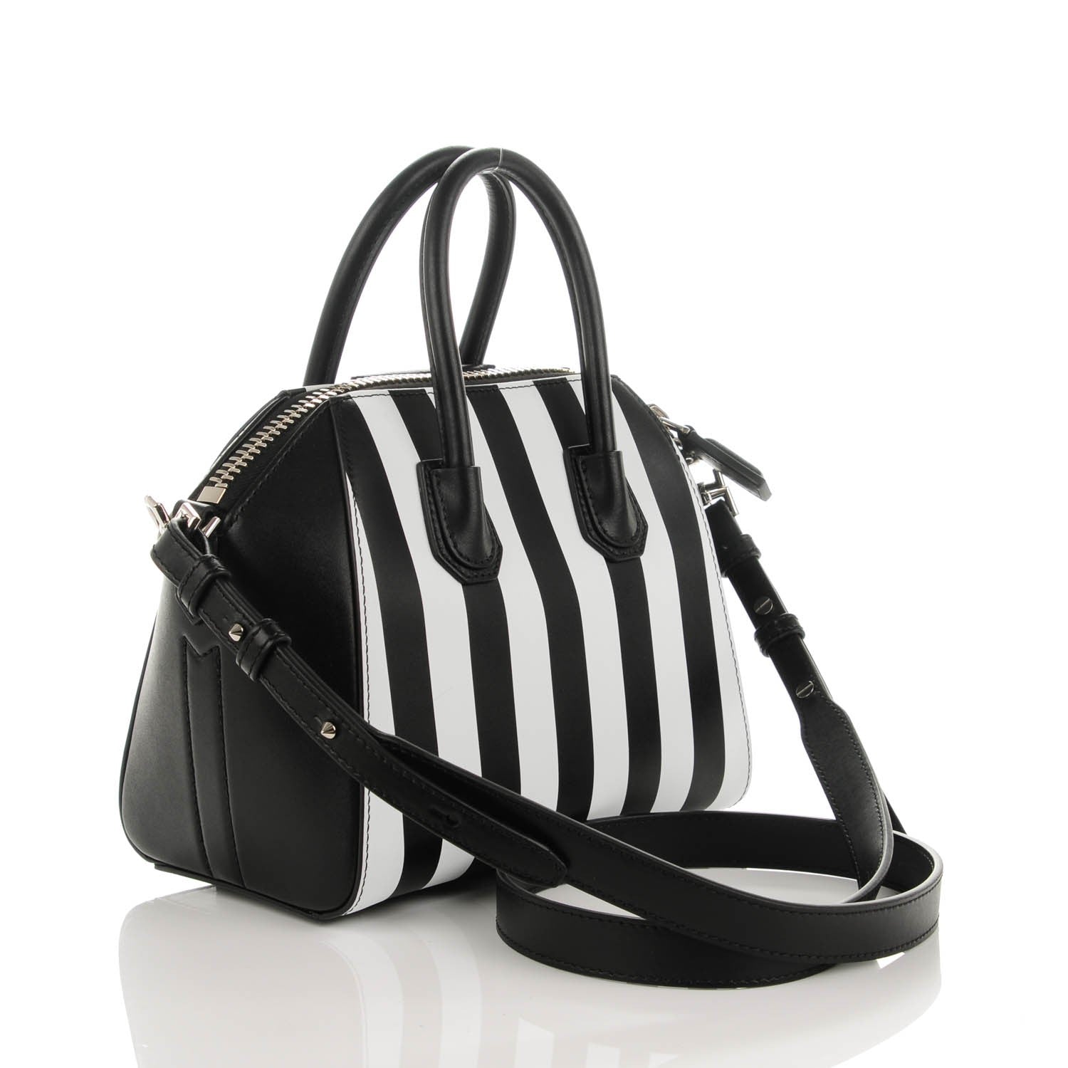 Givenchy Calfskin Striped Mini Antigona Black White 3 of 8