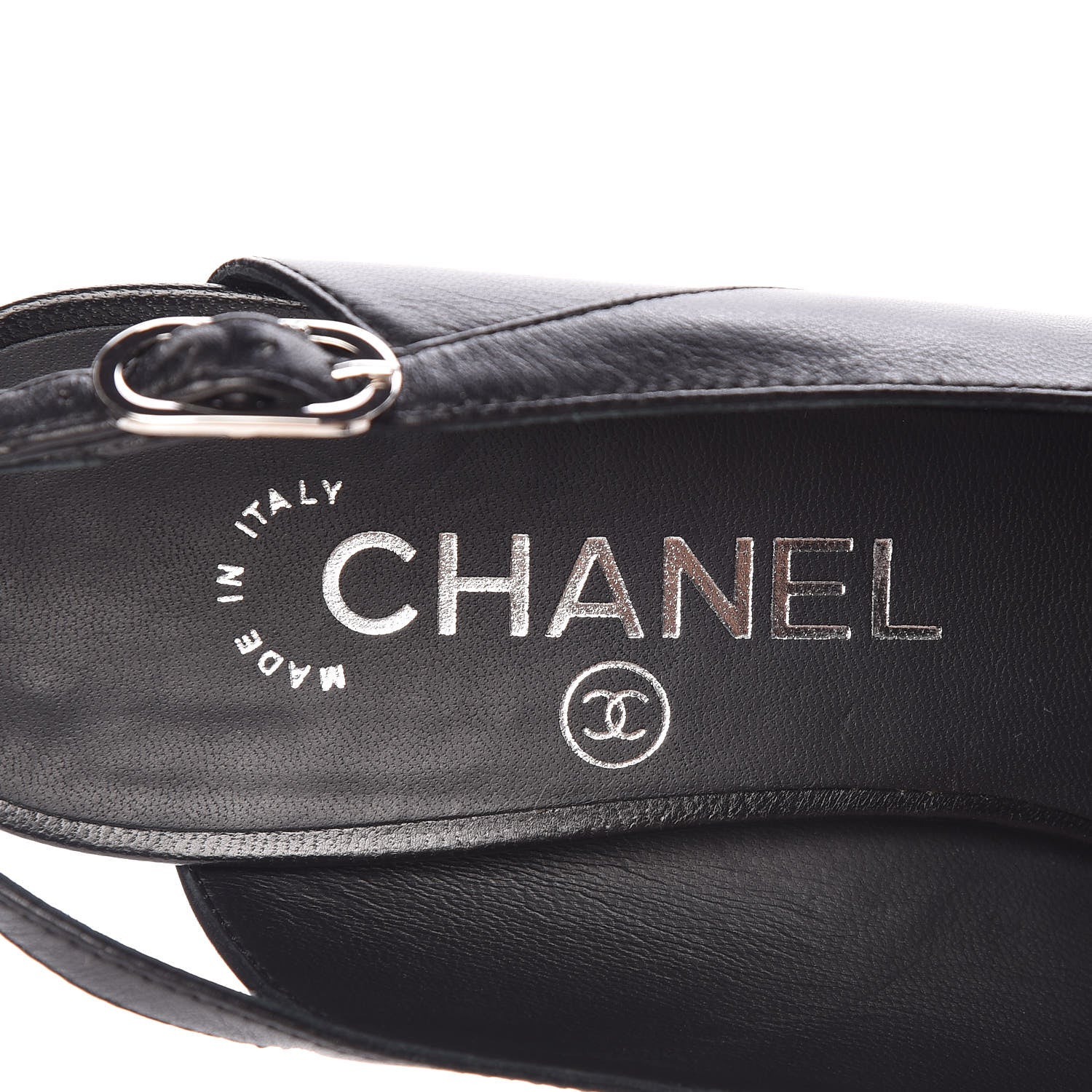 Chanel Lambskin Camellia Slingback Sandals 36.5 Black 9 of 13