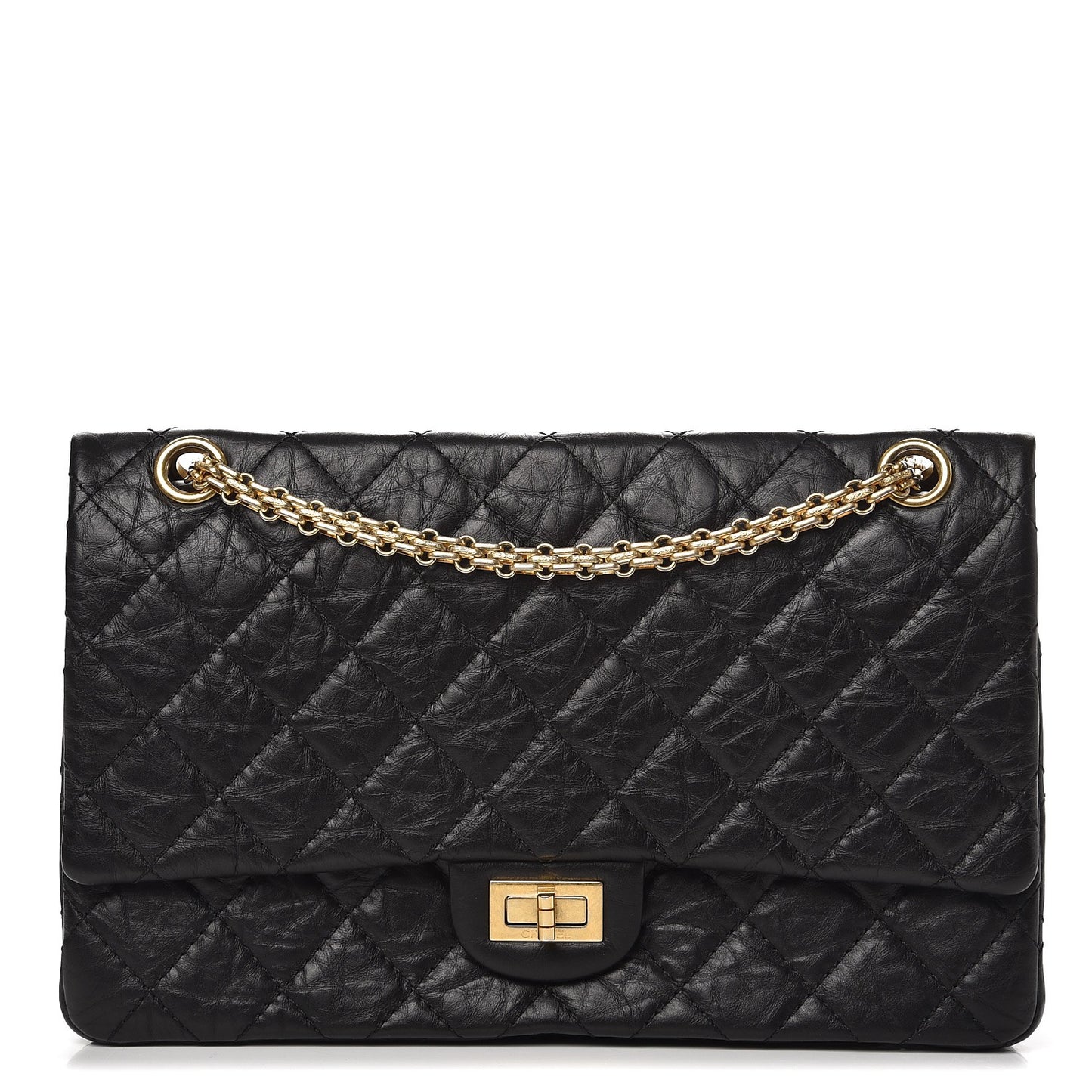 Aged Calfskin Quilted 2.55 Reissue 226 Flap Black