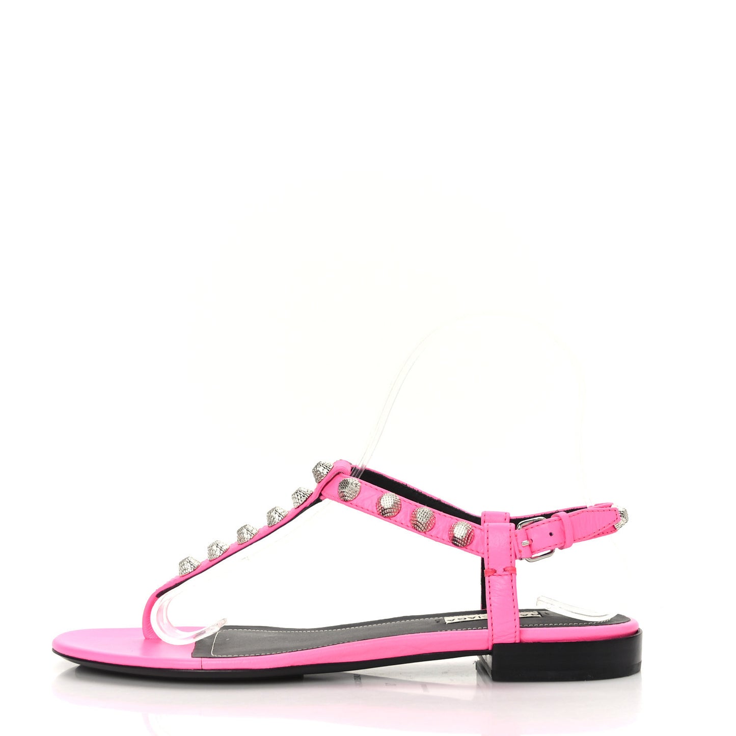 Agneau Arena Giant 12 Silver Hardware Flat Thong Sandals 37 Rose Fluo