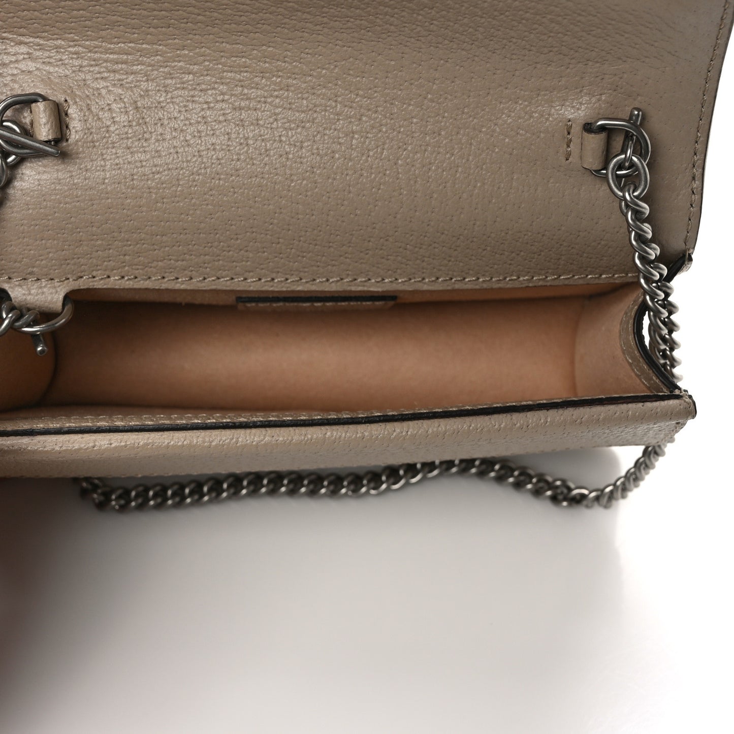 GG Supreme Monogram Textured Dollar Calfskin Super Mini Dionysus Shoulder Bag Beige Mystic White Oatmeal