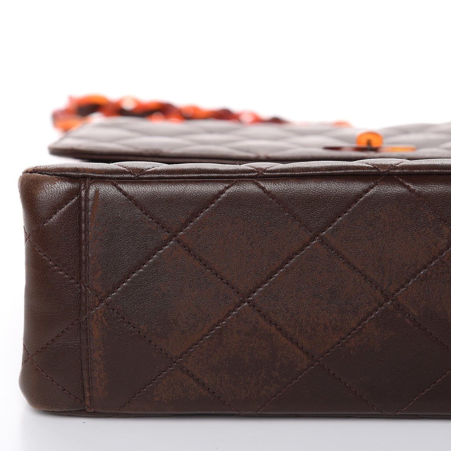 Chanel Lambskin Tortoise Square Chain Flap Brown 11 of 21
