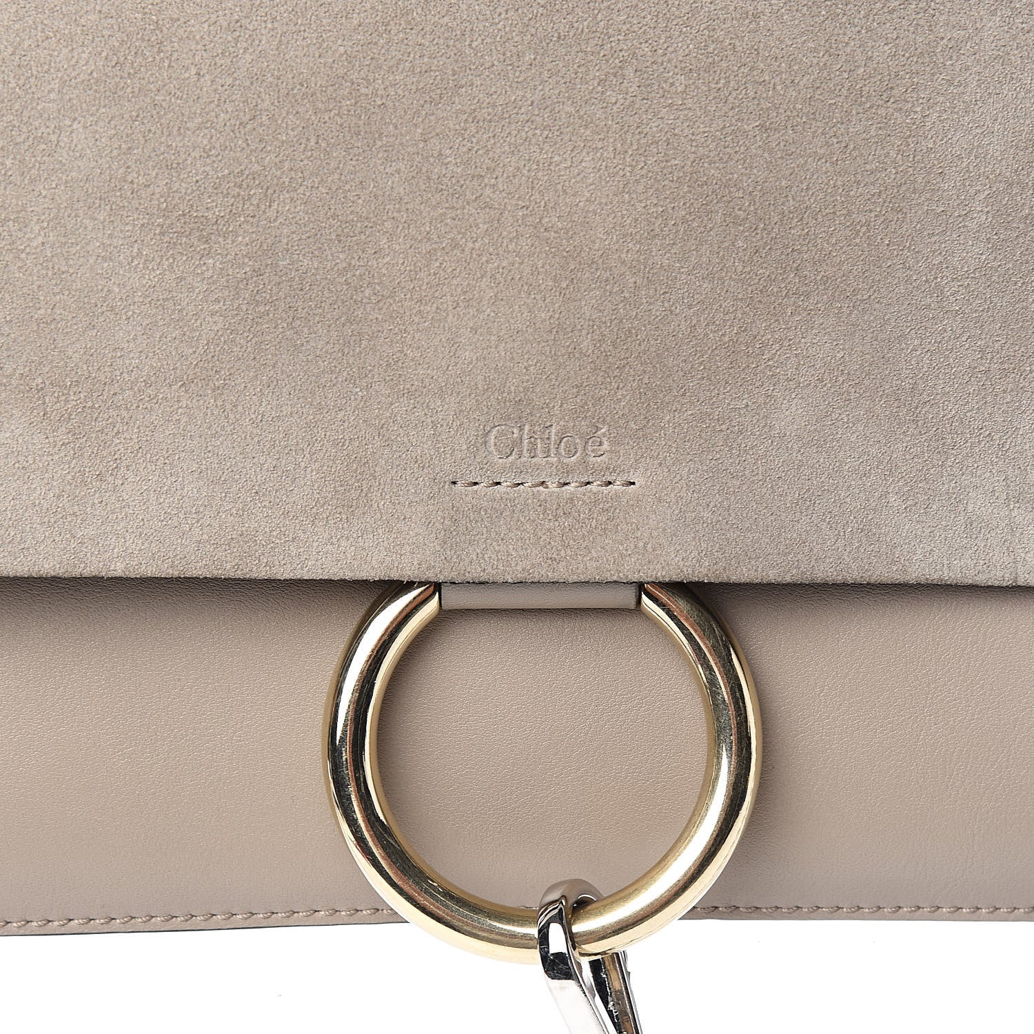 Chloe Suede Calfskin Small Faye Shoulder Bag Motty Grey 10 of 10