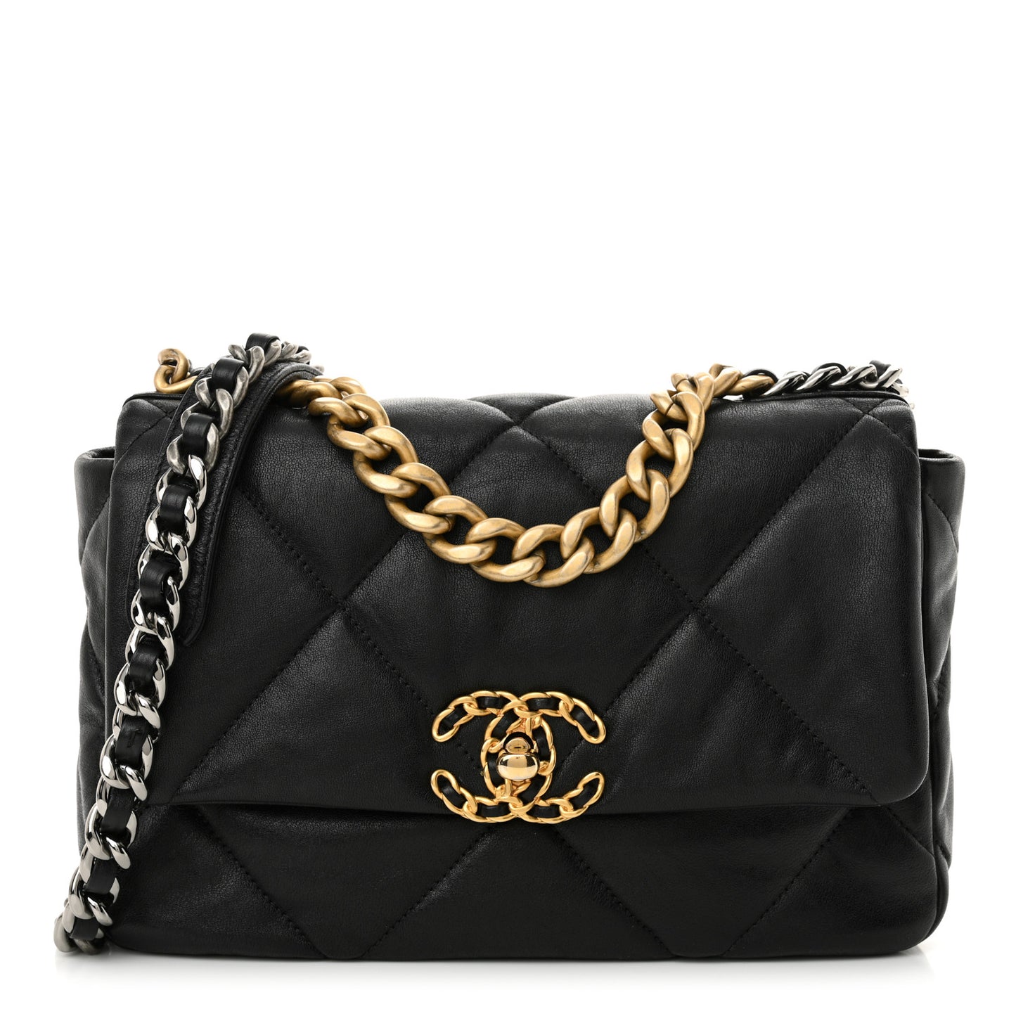 Lambskin Quilted Medium Chanel 19 Flap Black