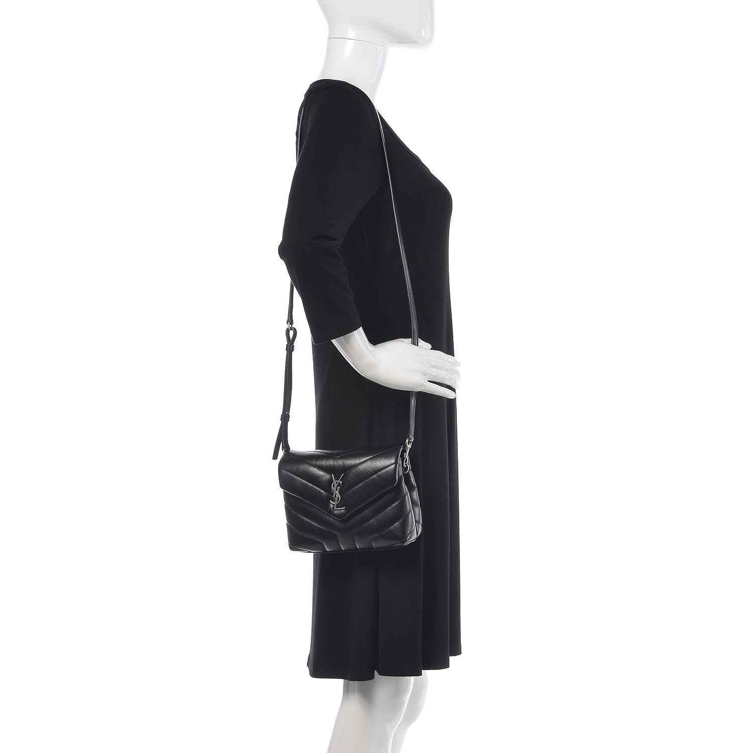 Saint Laurent Calfskin Y Quilted Monogram Toy Loulou Crossbody Bag Black 2 of 11