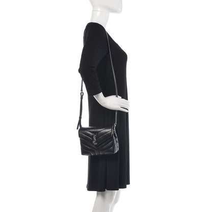 Saint Laurent Calfskin Y Quilted Monogram Toy Loulou Crossbody Bag Black 2 of 11
