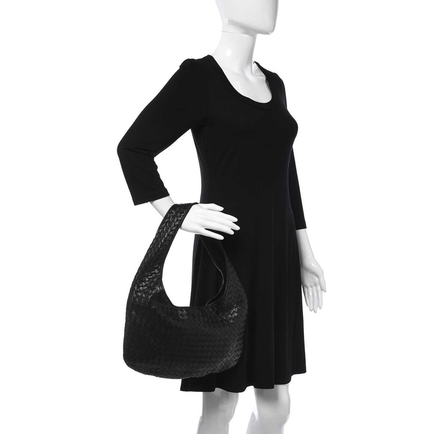 Nappa Intrecciato Small Veneta Hobo Black