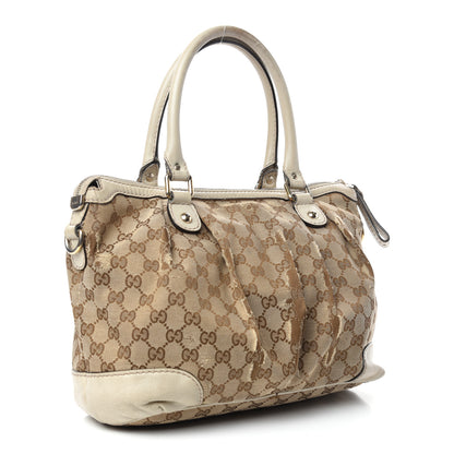 Gucci Monogram Margaux Calfskin Medium Sukey Top Handle Bag Beige Ebony Mystic White 3 of 13
