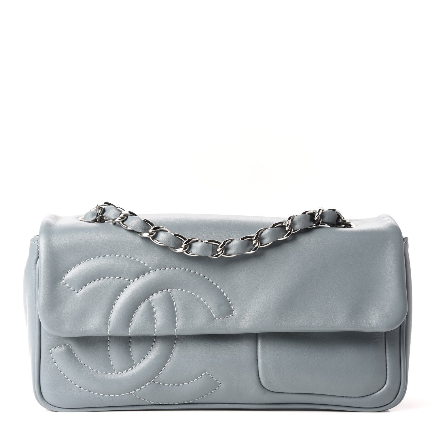 Chanel Lambskin Diagonal CC Chain Flap Light Blue 1 of 9