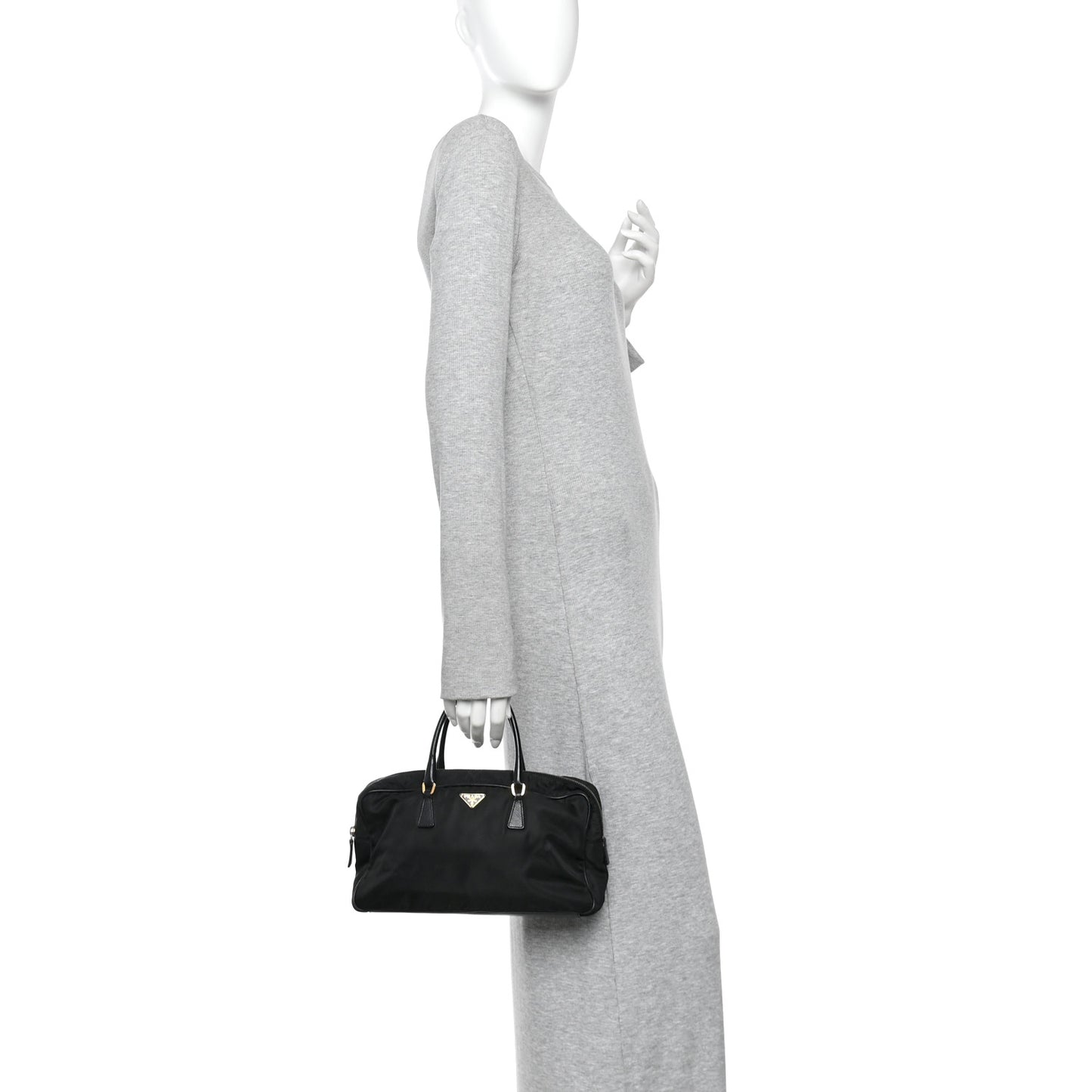 Nylon Saffiano Small Top Handle Bag Black