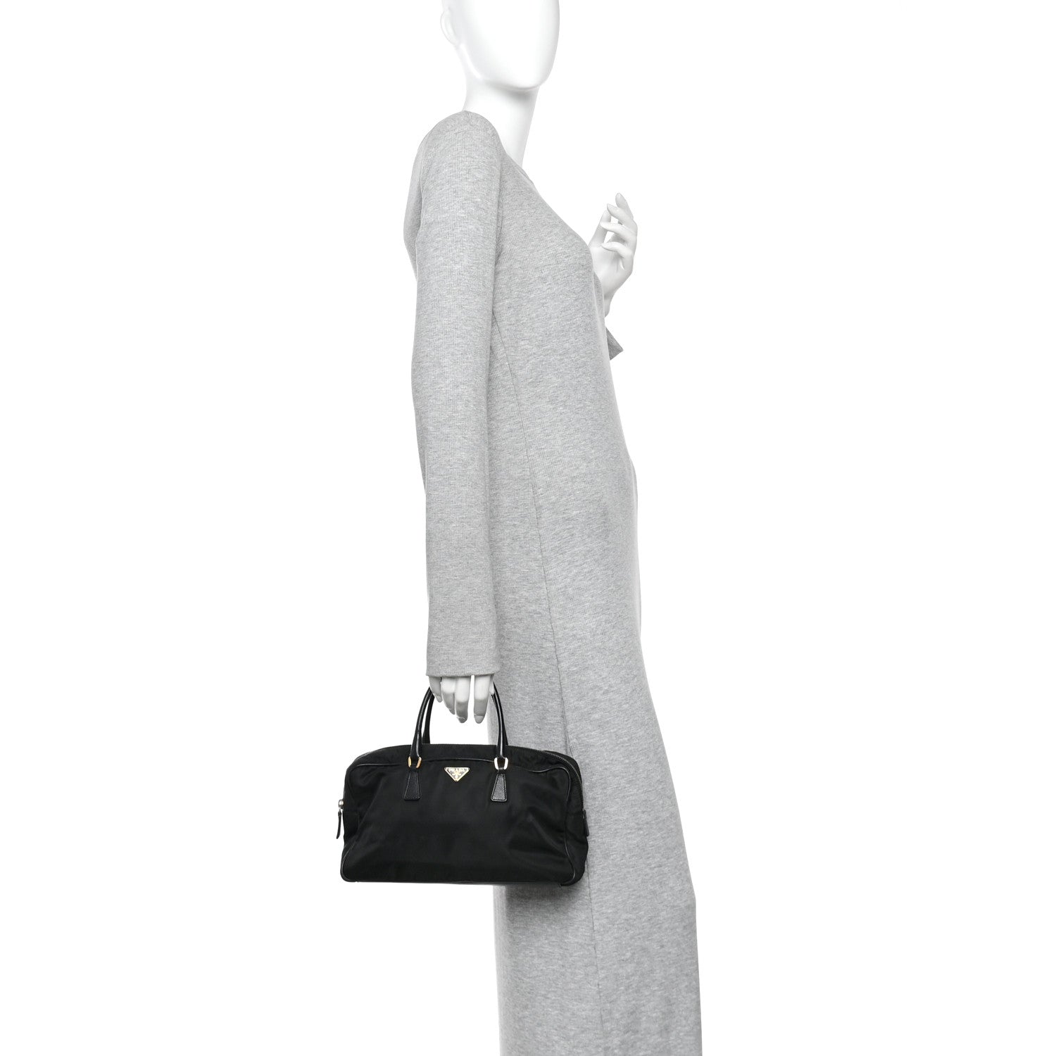 Prada Nylon Saffiano Small Top Handle Bag Black 2 of 14