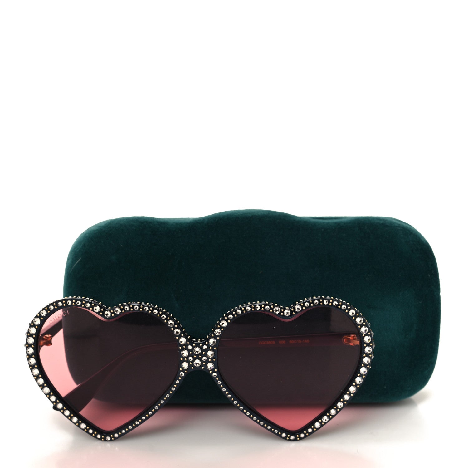 Gucci X ELTON JOHN Crystal Heart Sunglasses GG0360S Black 8 of 8