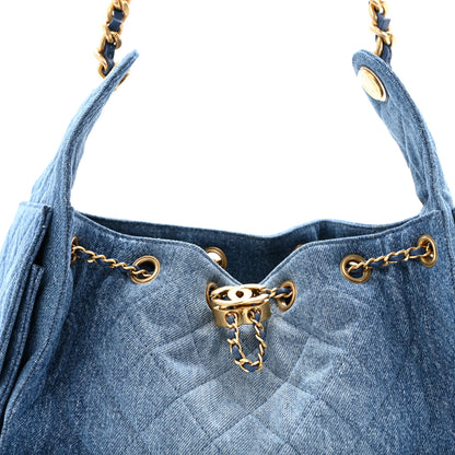 Chanel Washed Denim Quilted Small Chanel 25 Handbag Blue 8 of 12